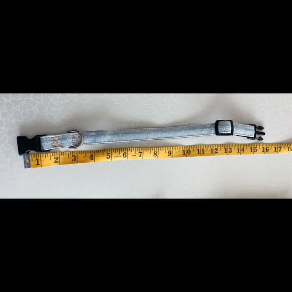 Dog Collar Light Blue Denim Jean Fabric size small